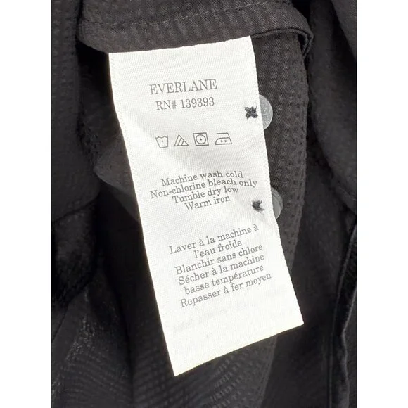 Everlane Satin Black Button Down Top 12 - Picture 6 of 8